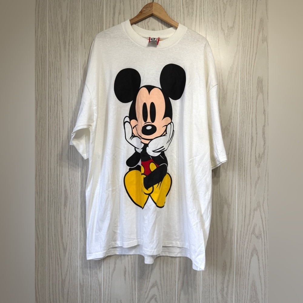 Vintage 1990s Disney Designs Mickey Mouse Graphic T-Shirt Made in USA Super Size
